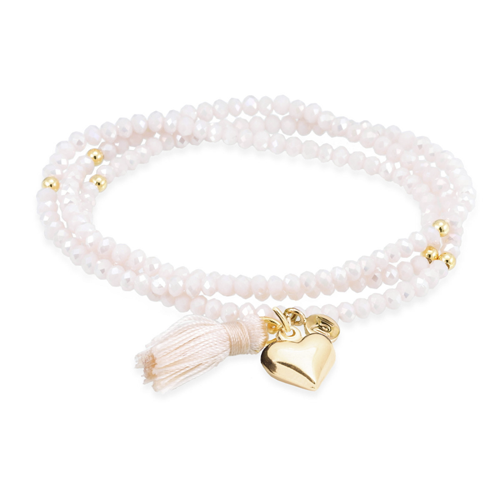 Pulsera Zen Blanca con Corazón Dorado - Marina García Joyas